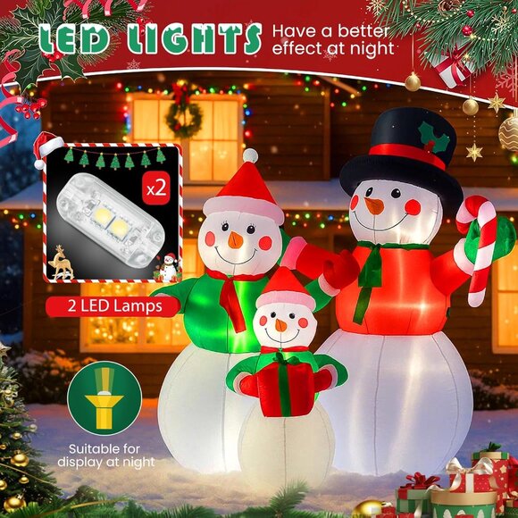🆕6FT Christmas Inflatable Snowman Family Navidad Blow Up Outdoor Decoration - Picture 5 of 8
